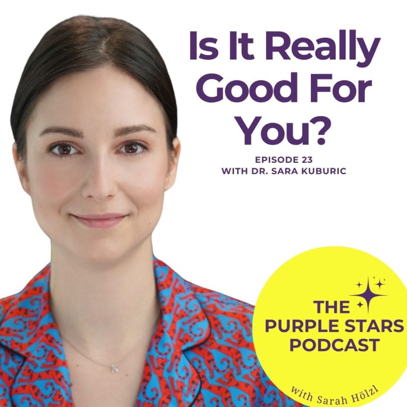 Cover of one of the episodes of the Purple Stars Podcast